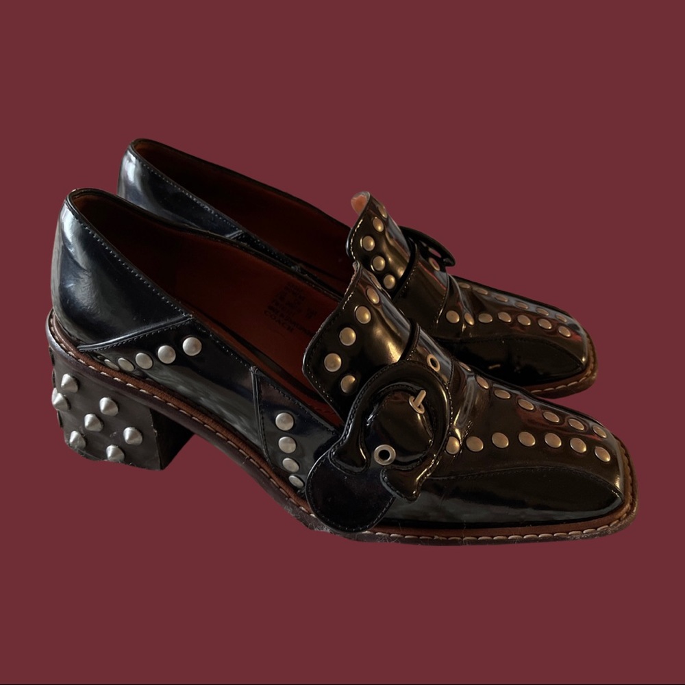 Coach Studded Heeled Patent Leather Loafers Sz. 7.5